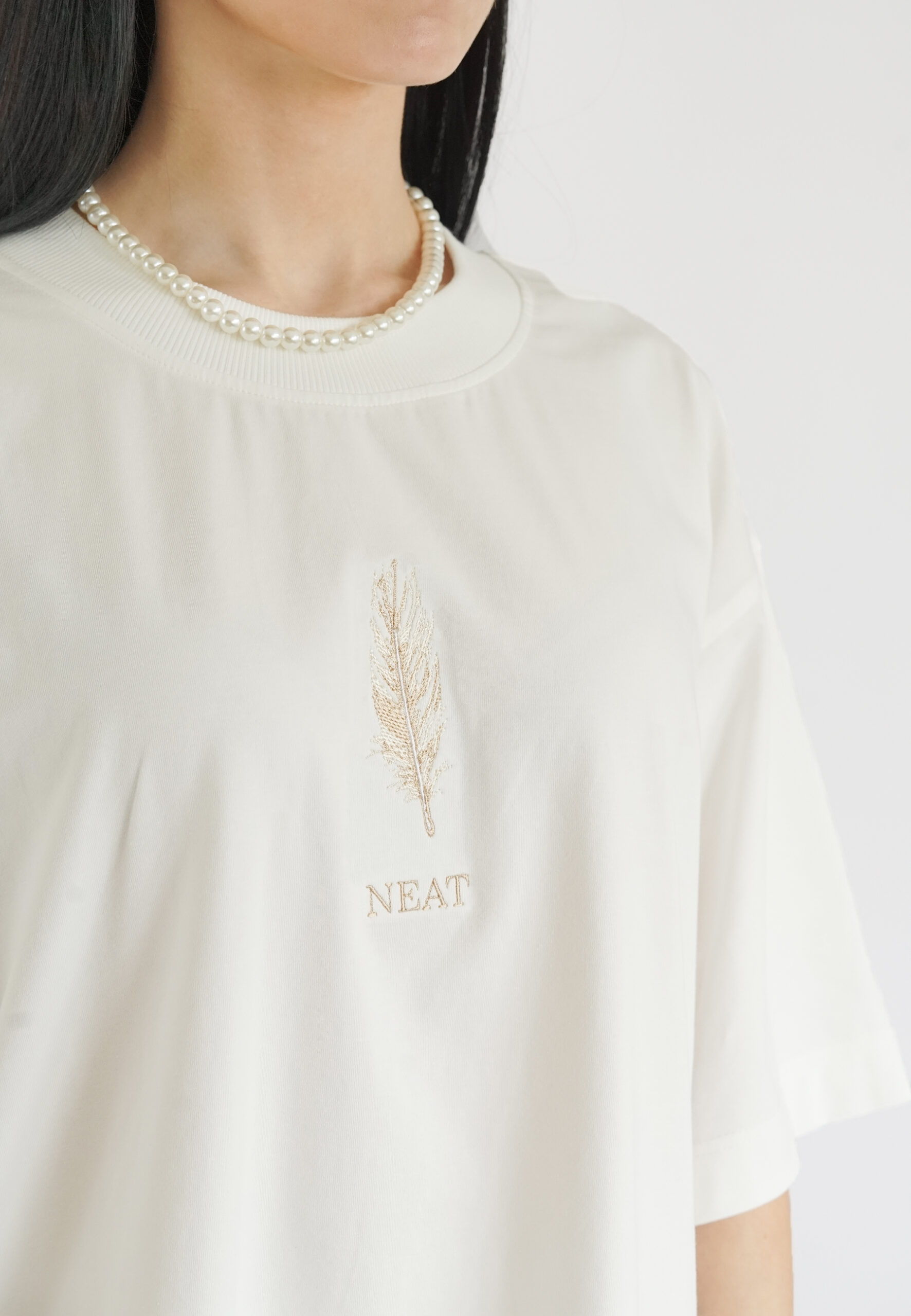 T-shirt beige feather - Image 2