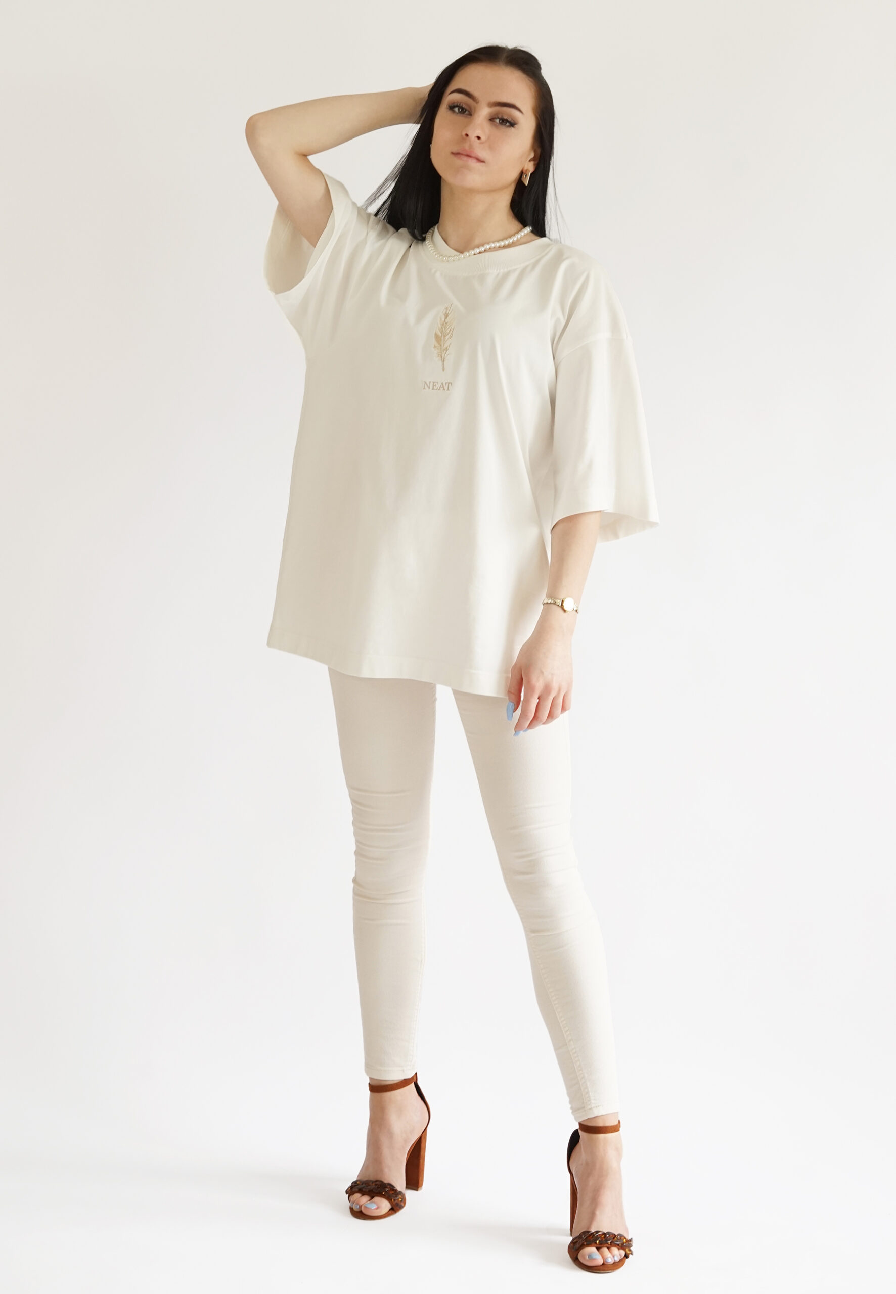 T-shirt beige feather - Image 3