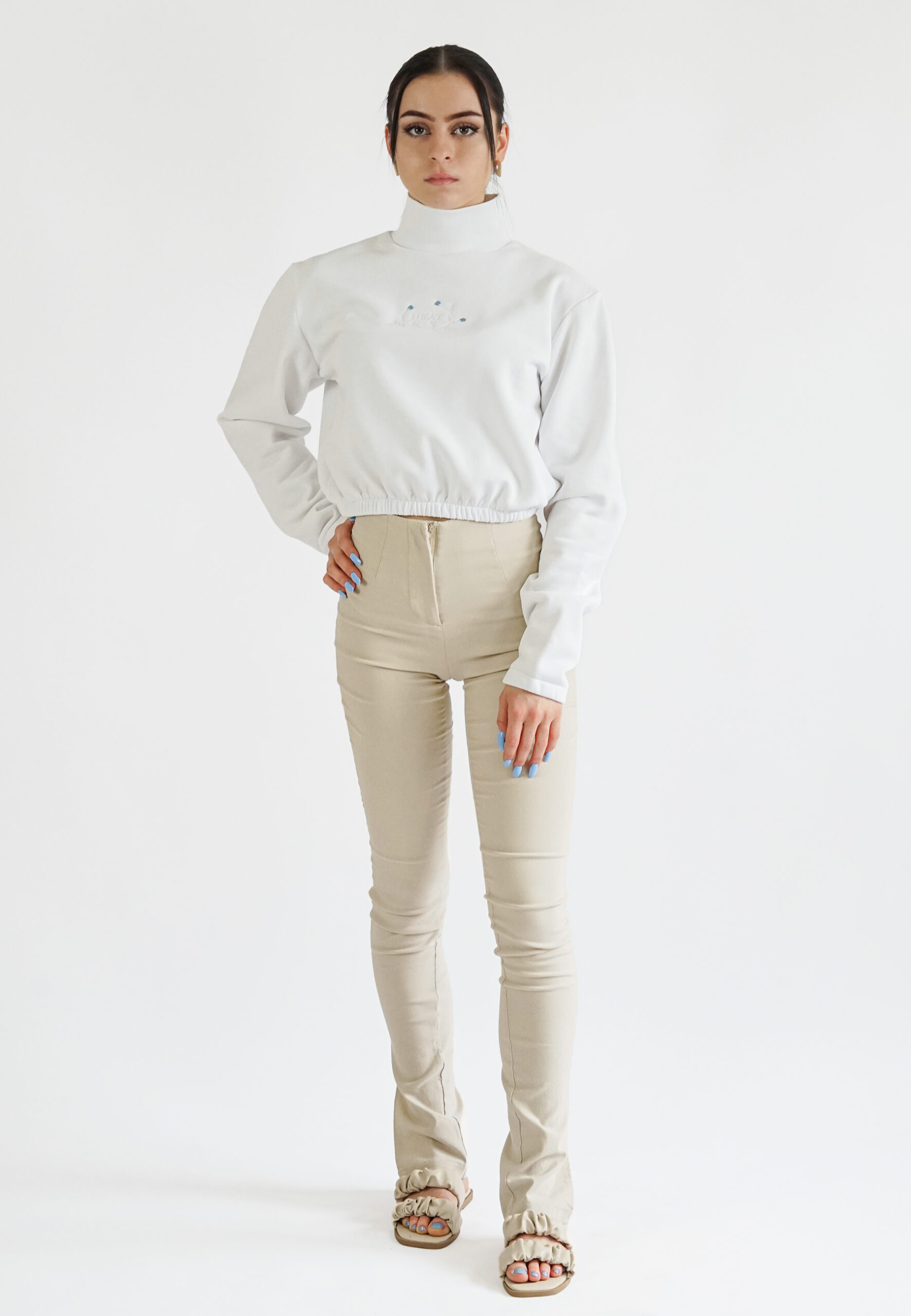 High neck sweatshirt crop flower – Obrázok 3